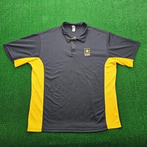 US Army Polo Shirt‎ Mens 2XL Black Yellow Short Sleeve Performance Athletic